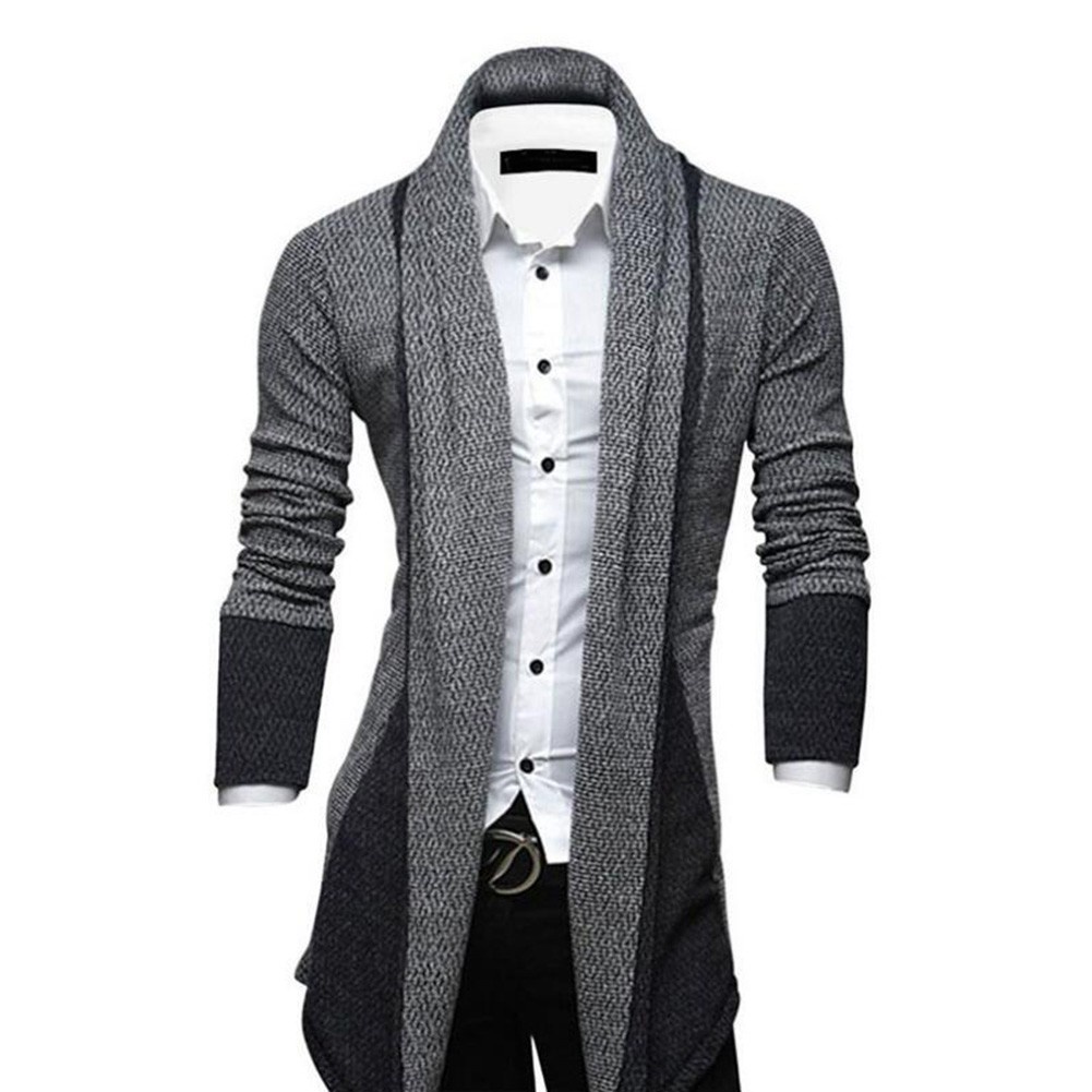 Los hombres suéter de manga larga de punto Cardigan gabardina chaquetas de negocios Top | Shopee
