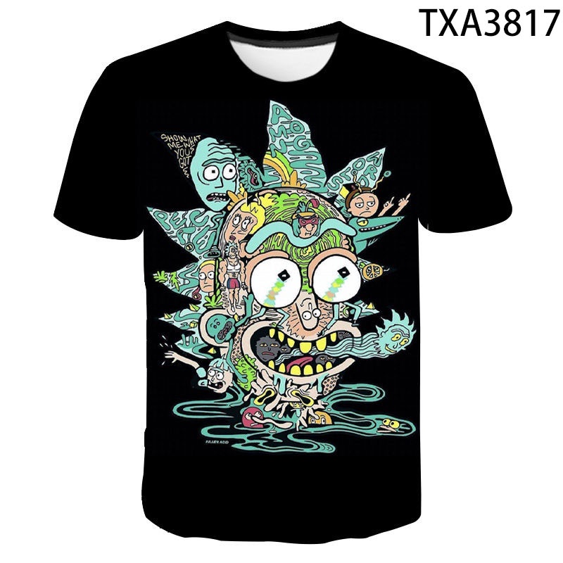 HOT Camiseta Negra Camisetas Rick Y Morty Hombre Rick Y