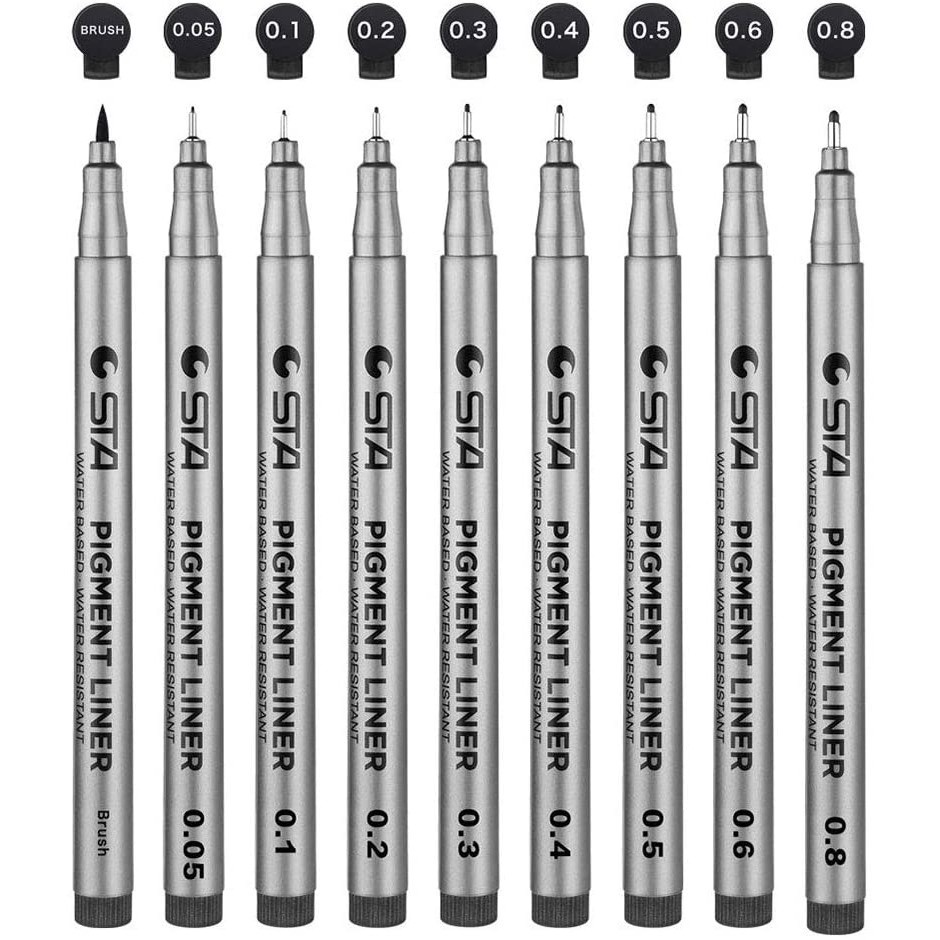 Plumas Micron Fineliner Tinta Negra Archivada para Escribir Dibujar Hacer  8pcs