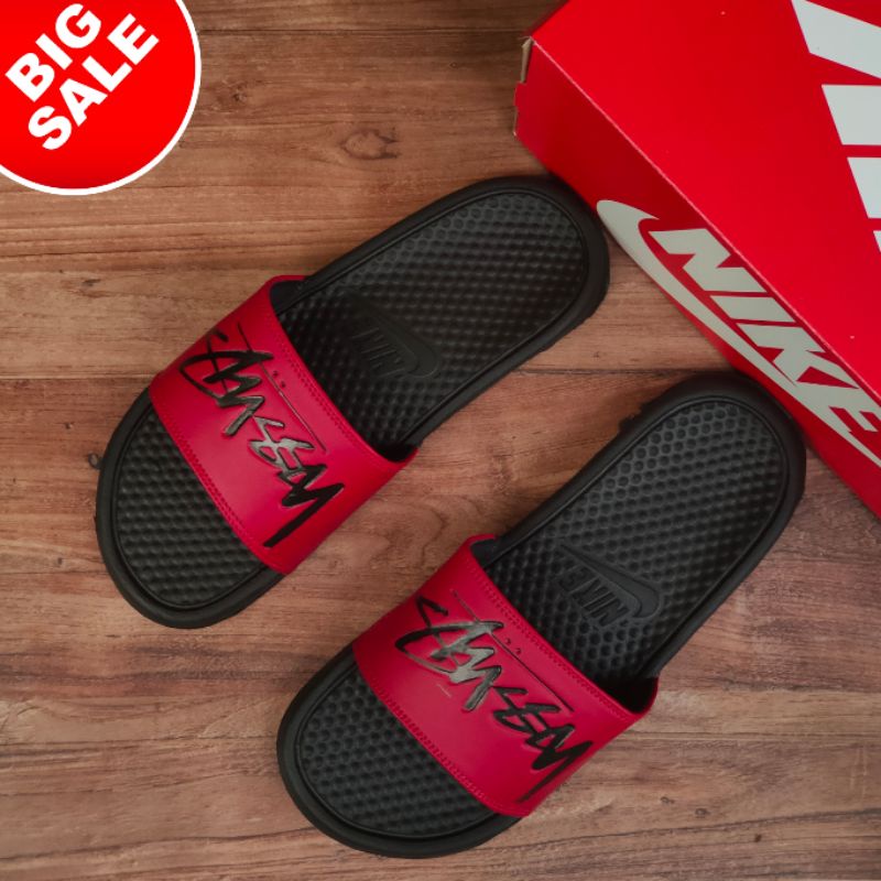 columpio niebla fácil de lastimarse Sandalias Nike Benassi X Stussy negro granate/sandalias deslizantes para  hombre/sandalias Nike para hombre | Shopee México