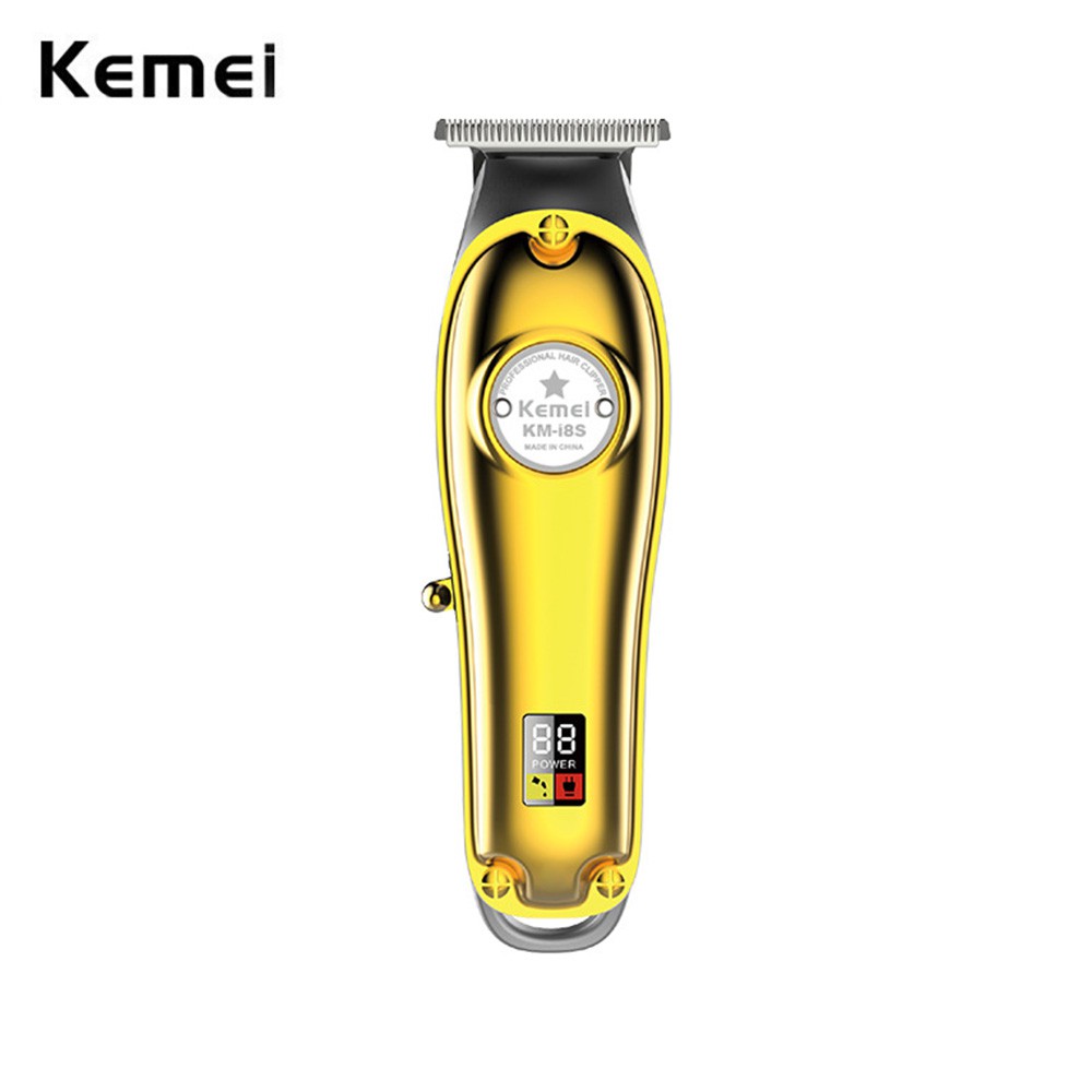 Kemei KM-i8s Potente Todo Metal Recargable Pantalla LCD Cortador De Pelo  Eléctrico Barba Trimmer Hombres Clipper Máquina