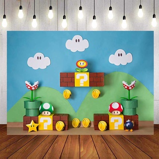 Super Mario Bros . Telón De Fondo 3d Temático Para Fiesta De Cumpleaños  Infantil Y Luigi