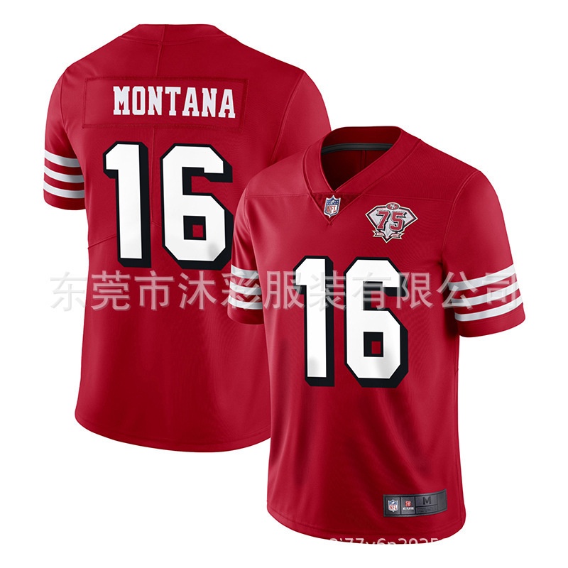 NFL_Jerseys Jersey San Francisco''49ers'' #16 Joe Montana 31 Raheem Mostert  11 Brandon Aiyuk 80 Jerry Rice''NFL'' Youth Limited 100th Jersey 