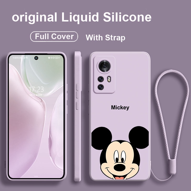 Correa Gratis] Xiaomi 12 Lite 5G Mi12 Carcasa Encantadora Mickey Mouse Funda  De Silicona Líquida Cuadrada Mate Blanda Exquisita