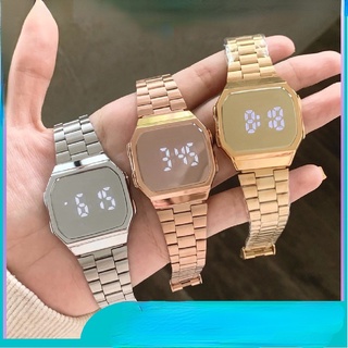 Reloj Digital De Moda Con Pulsera Para Mujer Cuarzo LED Acero