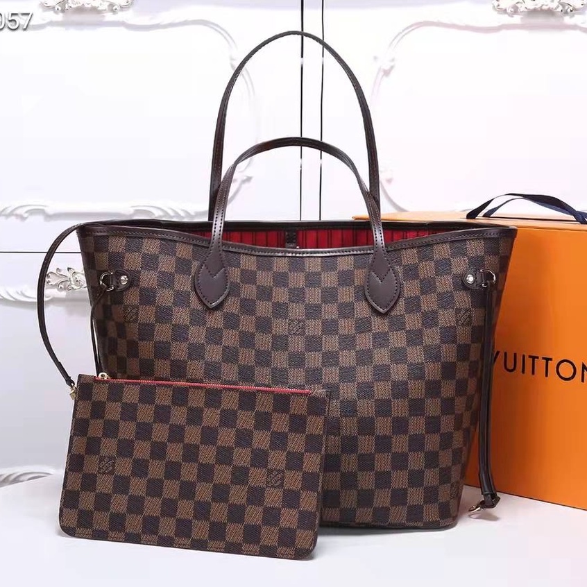 Bolso De Compras De Cuero Original Autentico Lous Vutton Classic Para Mujer Neverfull M40995 Shopee Mexico