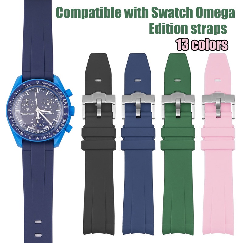 Correa de reloj de silicona Swatch Omega Moonswatch - Negro