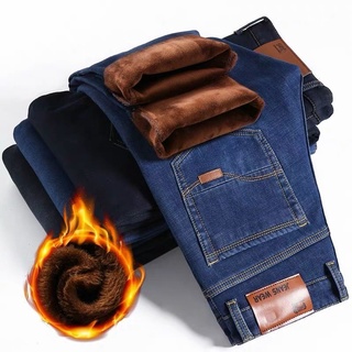 Pantalones vaqueros térmicos de lana para hombre, ropa de trabajo