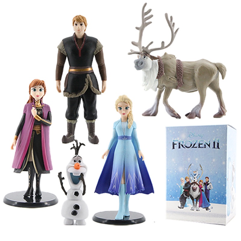 5pcs Set Frozen Elsa Anna Olaf Figuras de renos Juguetes para niños Figuras  congeladas zhangmengya LED