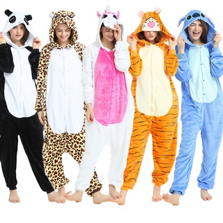 Unicornio Pijamas Stitch Panda Mujer Sleepwear Adulto Animal Onesies  Hombres Pareja Traje de Invierno Flannel Pijamas