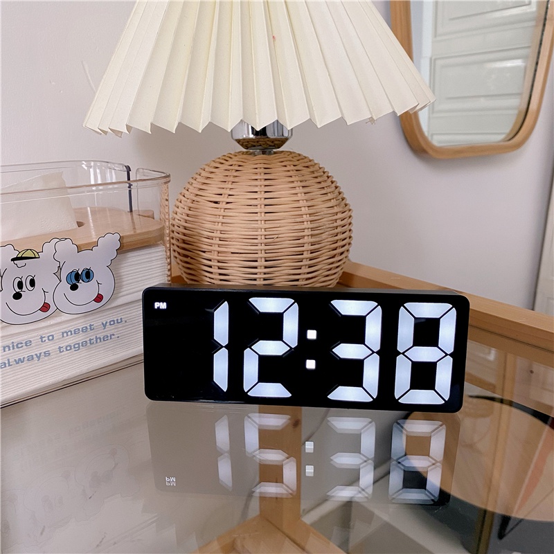 Comprar Reloj de pared de 12 pulgadas, luz ambiental colorida, reloj Digital  con Control remoto, pantalla grande, alarmas duales para sala de estar,  reloj despertador LED