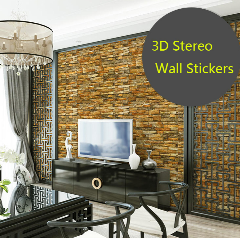  Pegatinas de pared de Viet SC – Pegatinas de pared 3D de papel  de pared de ladrillo efecto rústico autoadhesivas para pared decoración del  hogar ladrillo piedra decoración del hogar FF# –