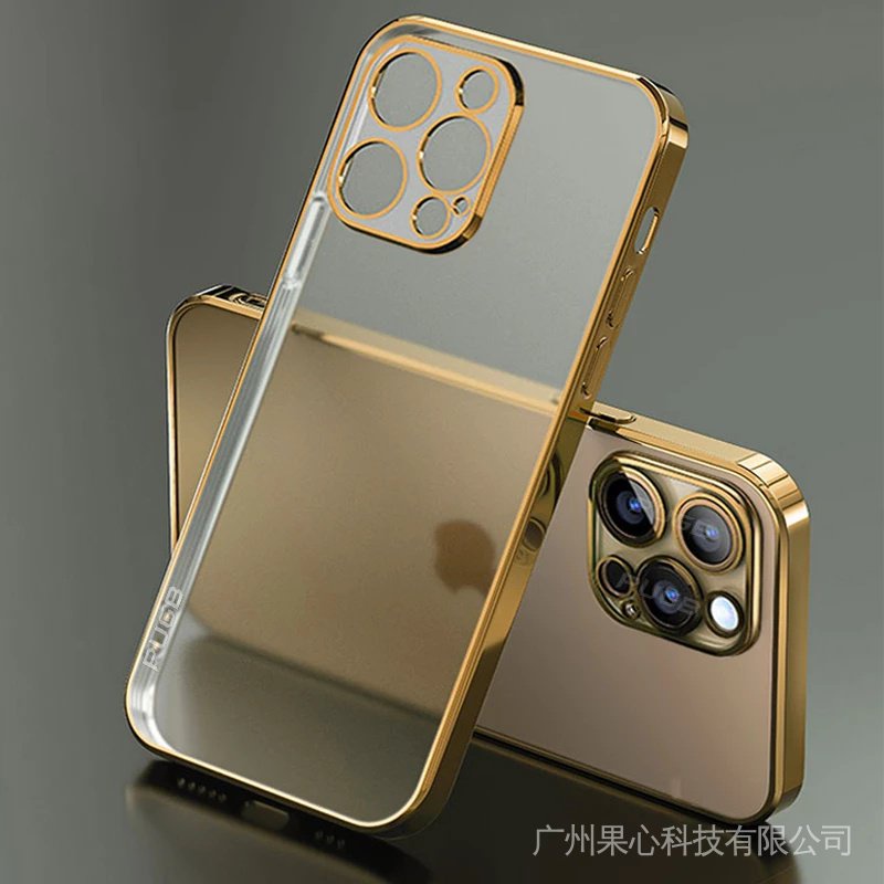 Changjia Funda para iPhone 15 Pro Max con borde cuadrado para  mujer, bonita decoración dorada de lujo, TPU suave, a prueba de golpes,  piel sintética, funda protectora para iPhone 15 Pro