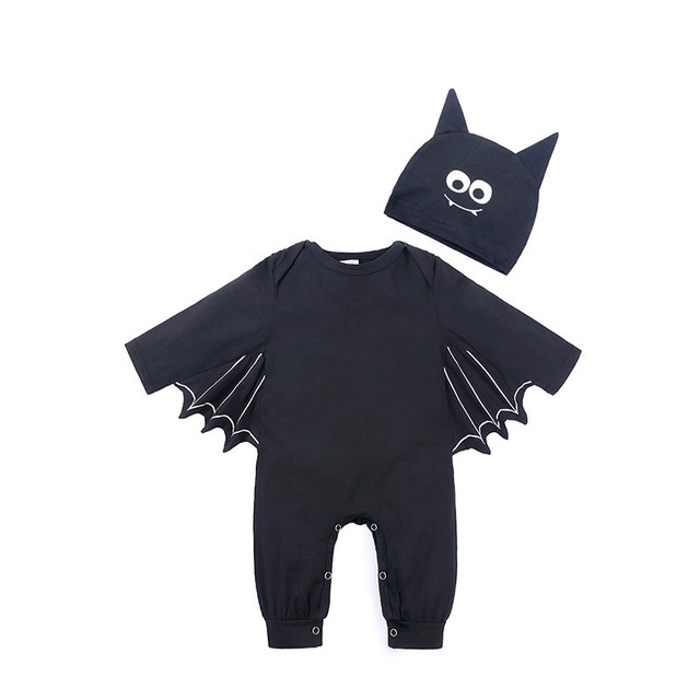 Disfraz De Murciélago Para Bebé Recién Nacido - Mono De Halloween - Tallas 0-24 Meses - Algodón Y Elastano - Fácil De Poner