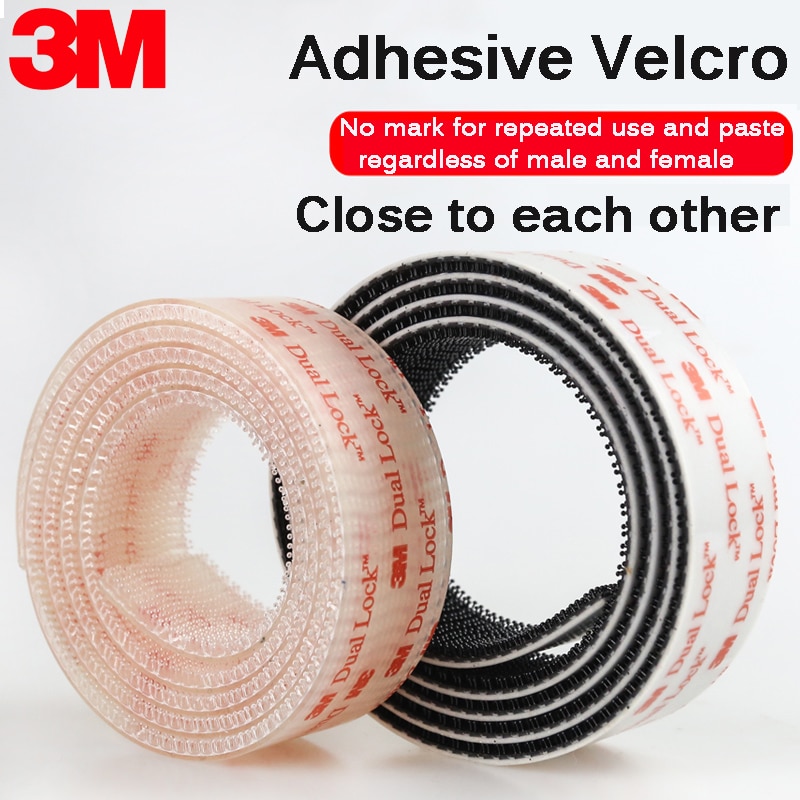 1Meter Velcros Adhesivo Tipo 250/25.4 Mm De Ancho 3M Doble Bloqueo SJ3550  Negro Y SJ 3560transparente Hongo Cinta Adhesiva