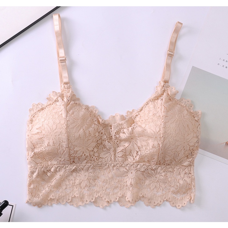 thumbnail image 1 of 【Ready stock】 Sujetador de encaje con espalda hermosa inalámbrico para mujer Sujetador push up con relleno suave, 1 of 5