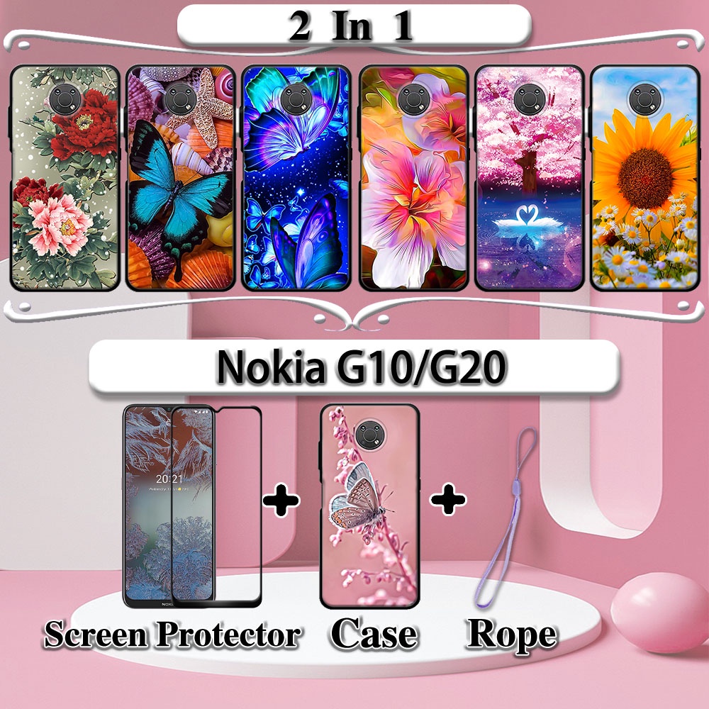For Nokia G20/G10 Phone Case PC + TPU Dual Layer Aror Design Slide Lens Protection Kickstand Phone Cover with Built-in Rotate agnetic etal Sheet - Red