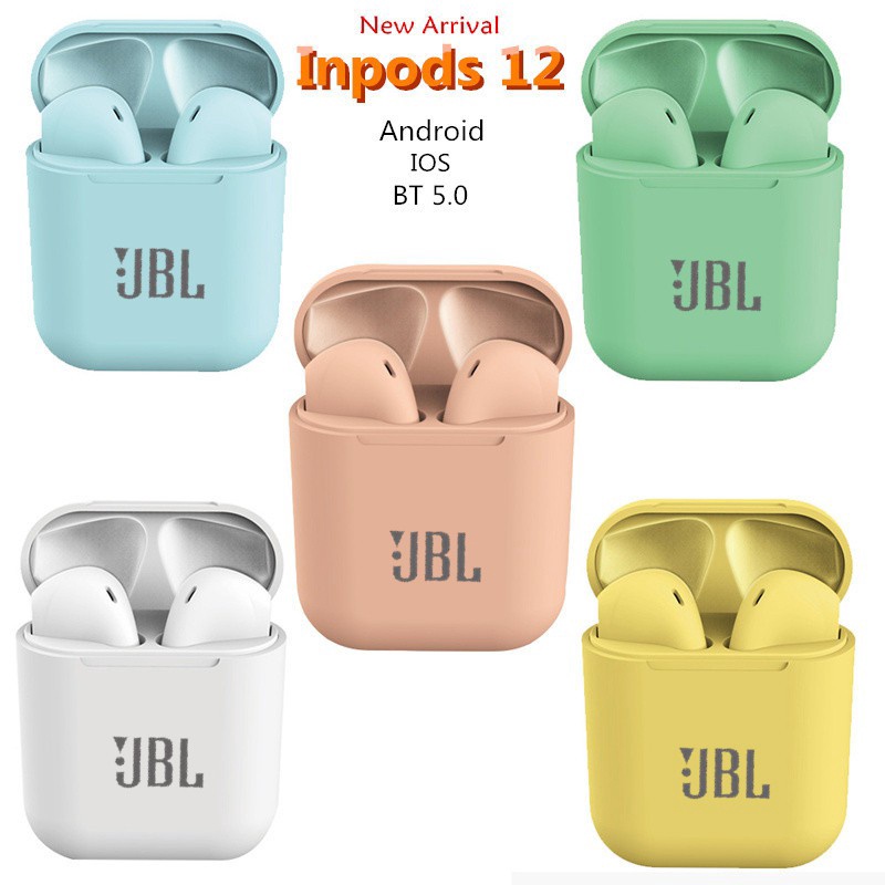 Auriculares Inal mbricos Bluetooth Inpods 12 TWS Con sensor De Sonido HIFI Con color touch macaron sport style