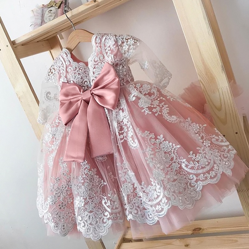 Wfrv Niñas Vestido De Encaje Elegante Princesa Largo Gran Arco Niños  Vestidos Para Flor Boda Fiesta Noche De Los De Graduación Tutú Disfraz