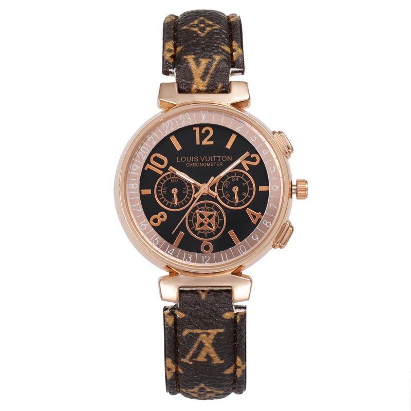Reloj De Cuarzo Simple Con Estampado De Lujo Casual De Marca lv Para Mujer