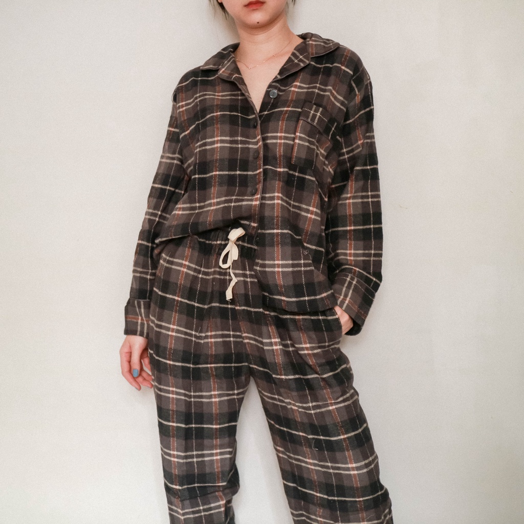 Haz un esfuerzo Circular barbería Pijamas de franela de pijama de franela gris - pijamas de franela de ceniza  | Shopee México