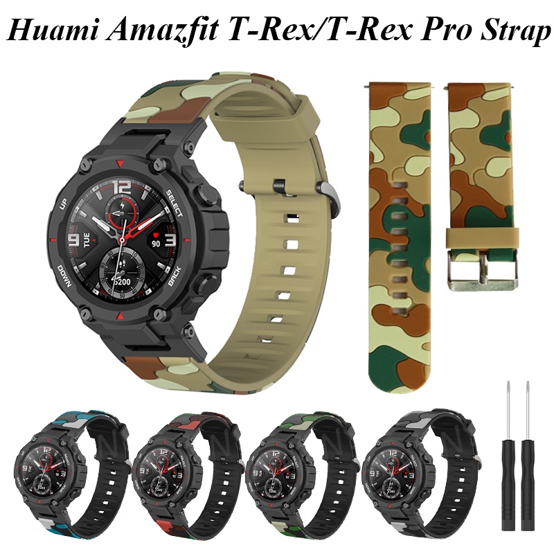 Huami Amzfit T-Rex/Pro Correa De Silicona Smart Watchband Camuflaje Color  Pulsera Cinturón Para Amazfit 2