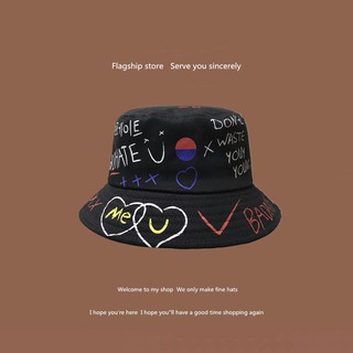 liu*Sombrero de pescador coreano, sombrero de graffiti de doble cara para  hombre, sombrero para el sol de primavera y verano, protector solar para