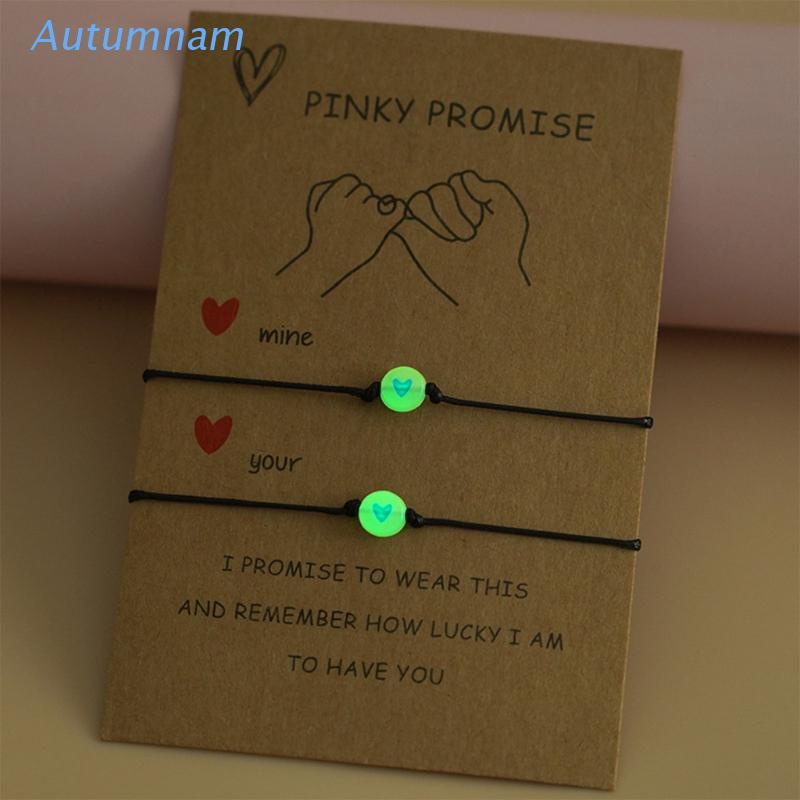 AUTU 2x Pinky Promise Bracelets Amistad Pareja Pulsera Luminosa Corazon De Cuentas Cuerda Elastica Dia De San Valentin Shopee Mexico