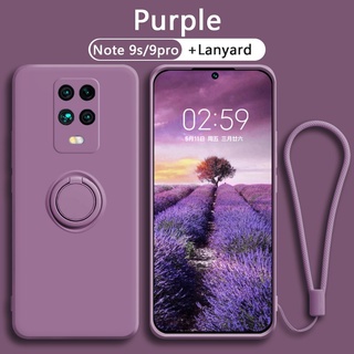 de lujo Funda Redmi Note 9 Pro 9s 9T Funda de silicona líquida con soporte  de anillo magnético Cordón gratis Carcasas POCO M3 X3 PRO F3