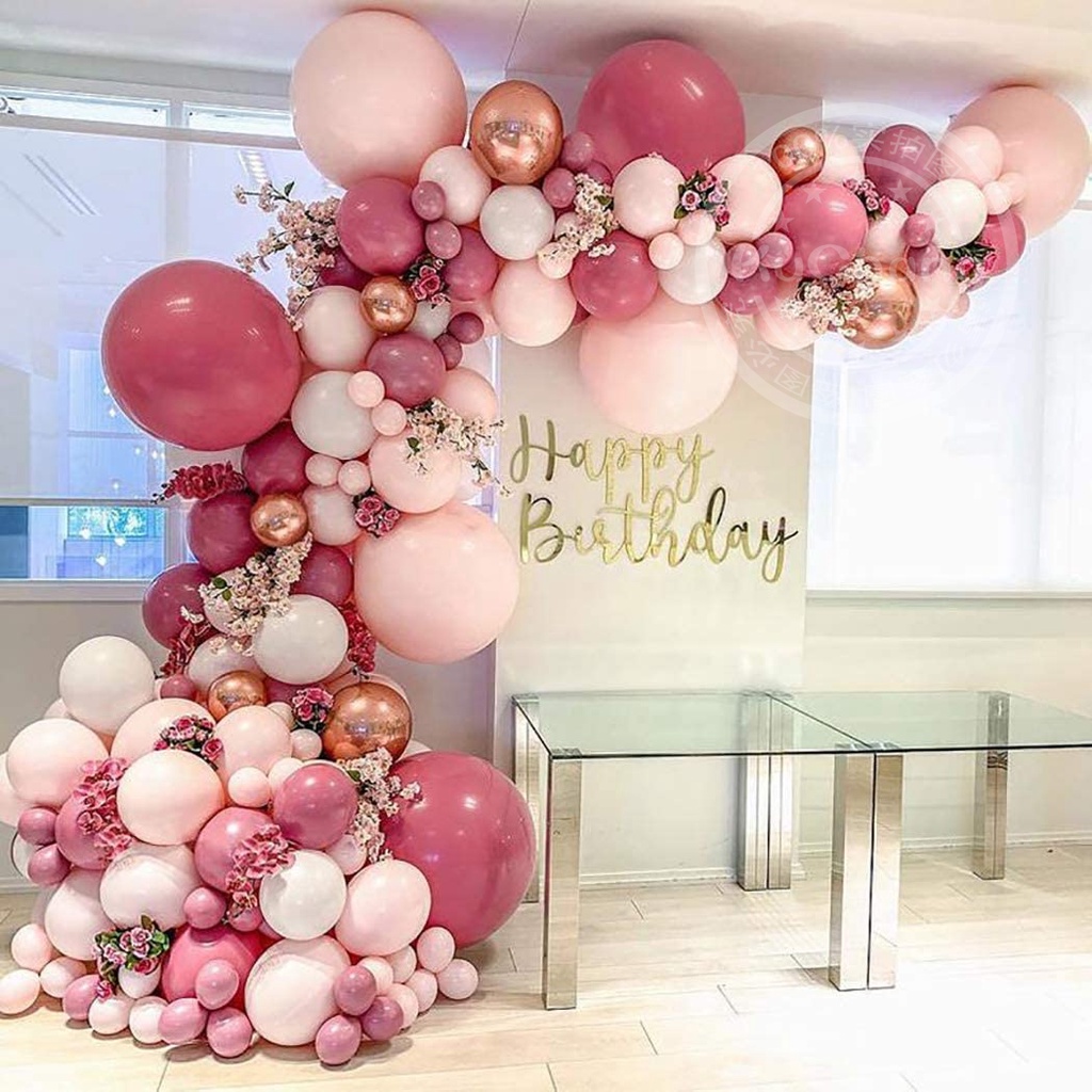Black And Rose Gold Balloon Garland Set Happy Birthday Background For ...