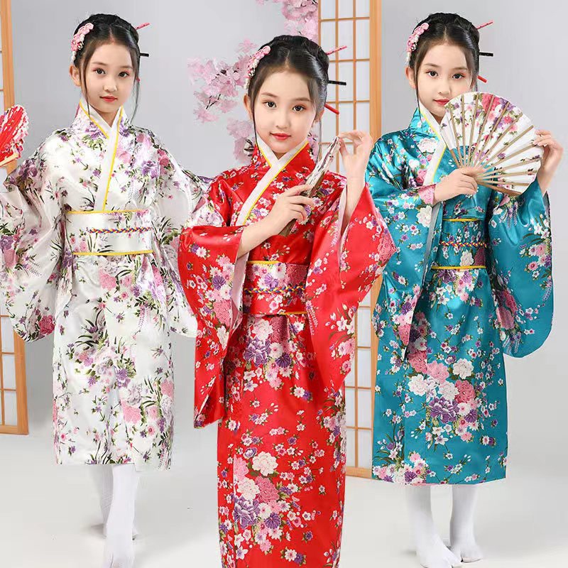 Disfraz De Geisha Japonesa Niñas, Kimono De Flor De Ce