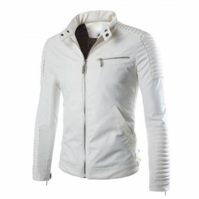 PUTIH Chaqueta De Cuero Blanco Para Hombre A Talla Grande /