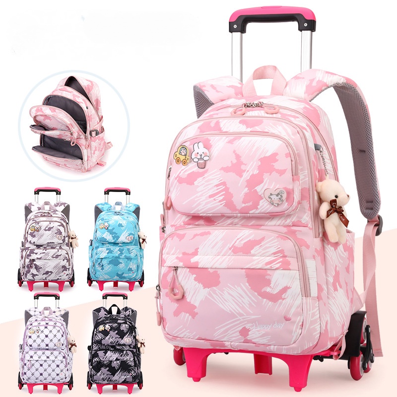 Mochila con ruedas para niñas, capacidad escolar, bolsas de primaria con  ruedas, 6 Wheels-pink, Six Wheels