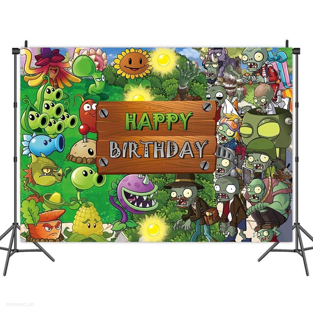 100x150CM Plantas VS Zombies Tema Telón De Fondo Feliz Cumpleaños Colorido  Juego Bandera Niños Fiesta De Decoración | Shopee México