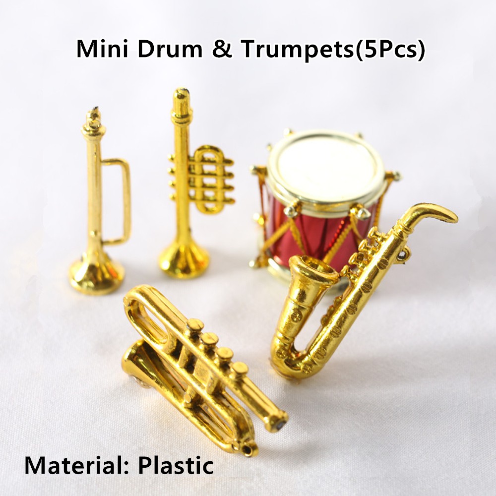 Set De 11 Instrumentos Musicales En Miniatura 1:12 Para Casa De Muñecas – Piano, Guitarra, Batería Y Más, Detalle Realista