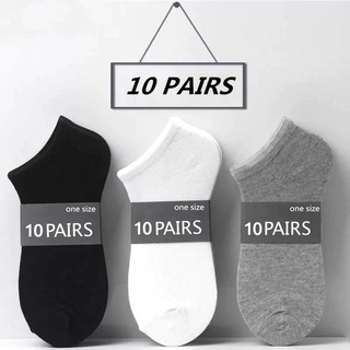 10 Pares De Calcetines Para Hombre De Color Sólido Negro/blanco