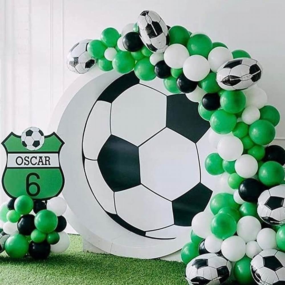 Decoraciones de fiesta de cumpleaños de fútbol para niños y niñas, temática  de bola de 2 años, globo de números de decoración de globos verdes de