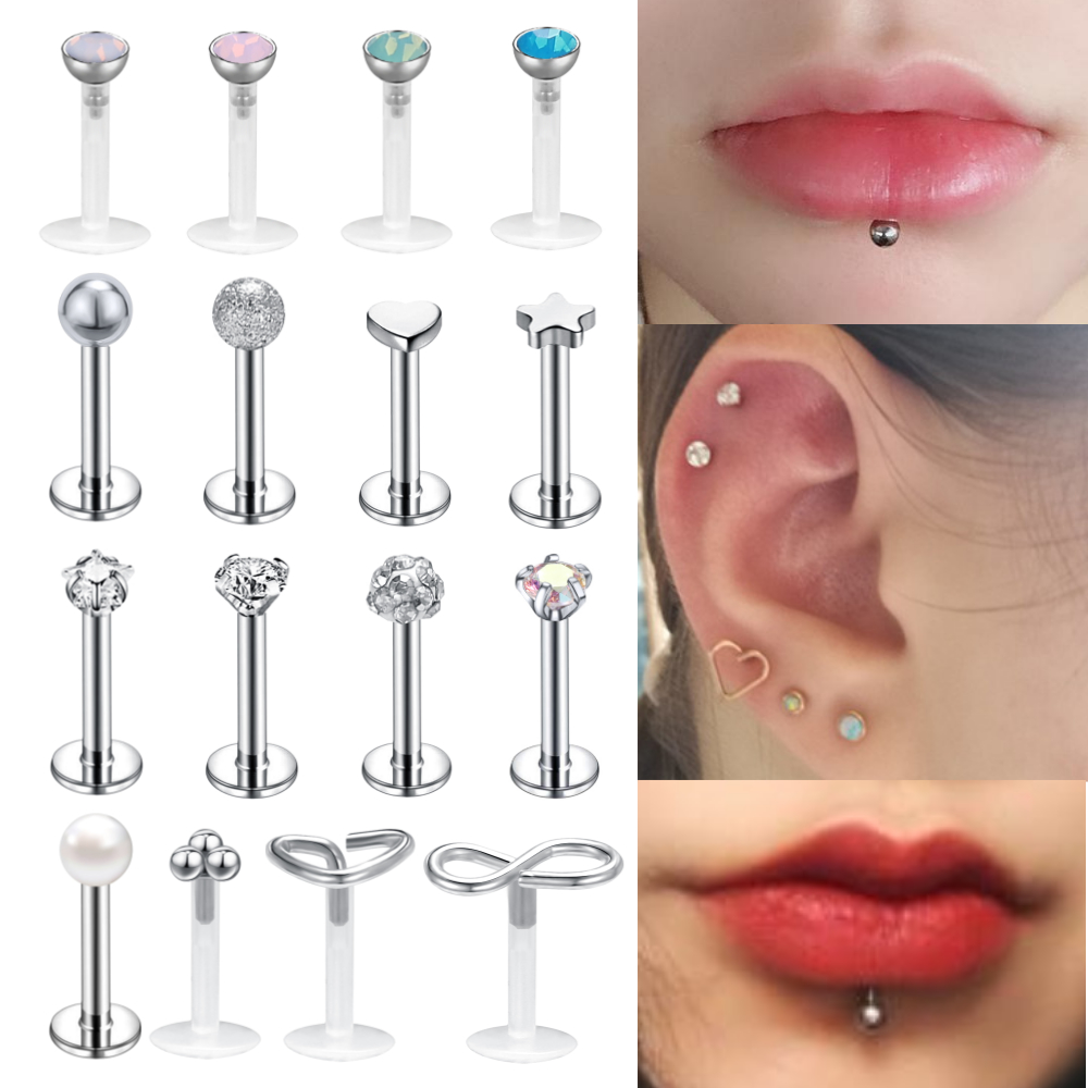 Piercing Labret Con Piedritas Color Oro Rosa - Foto 7