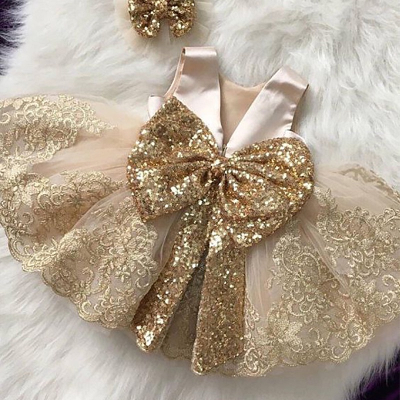 Vestido dorado para bebe sales