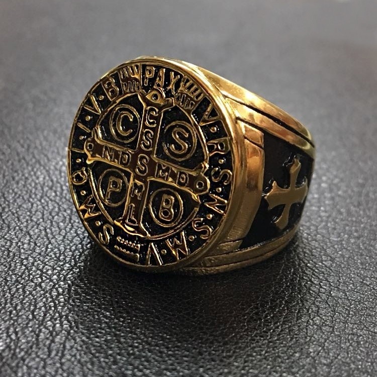 Anillos Con Cruz De Oro Anillo Para Hombres De Cruz De Acero