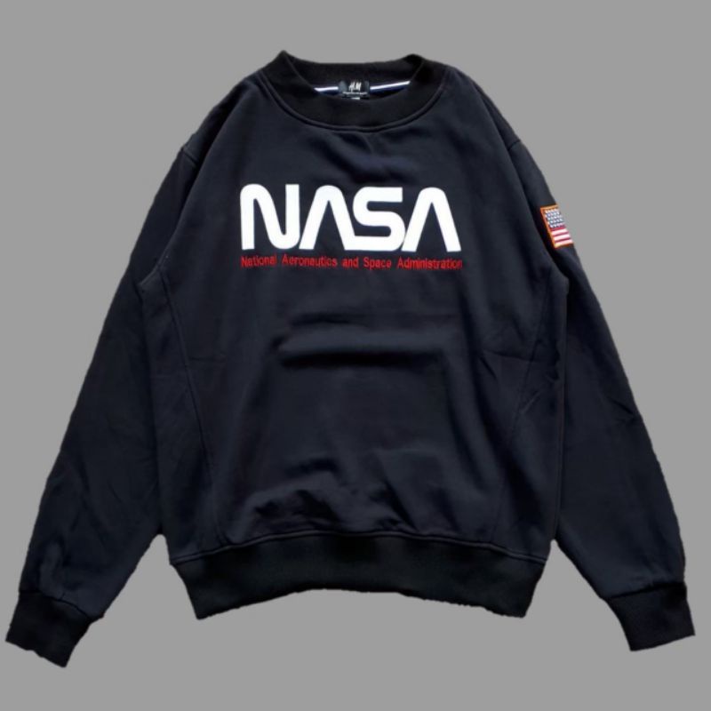 Crewneck script fleece nasa Sweater USA h m full and tag nasa premium