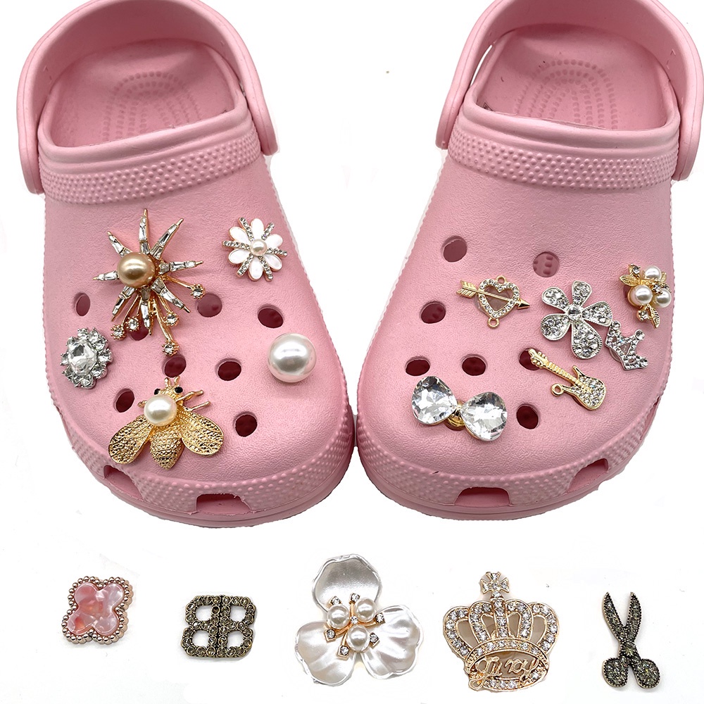Metal Diamante Zapatos Accesorios Jardín Decoraciones jibbitz Para crocs  Charm Hebillas Mujeres