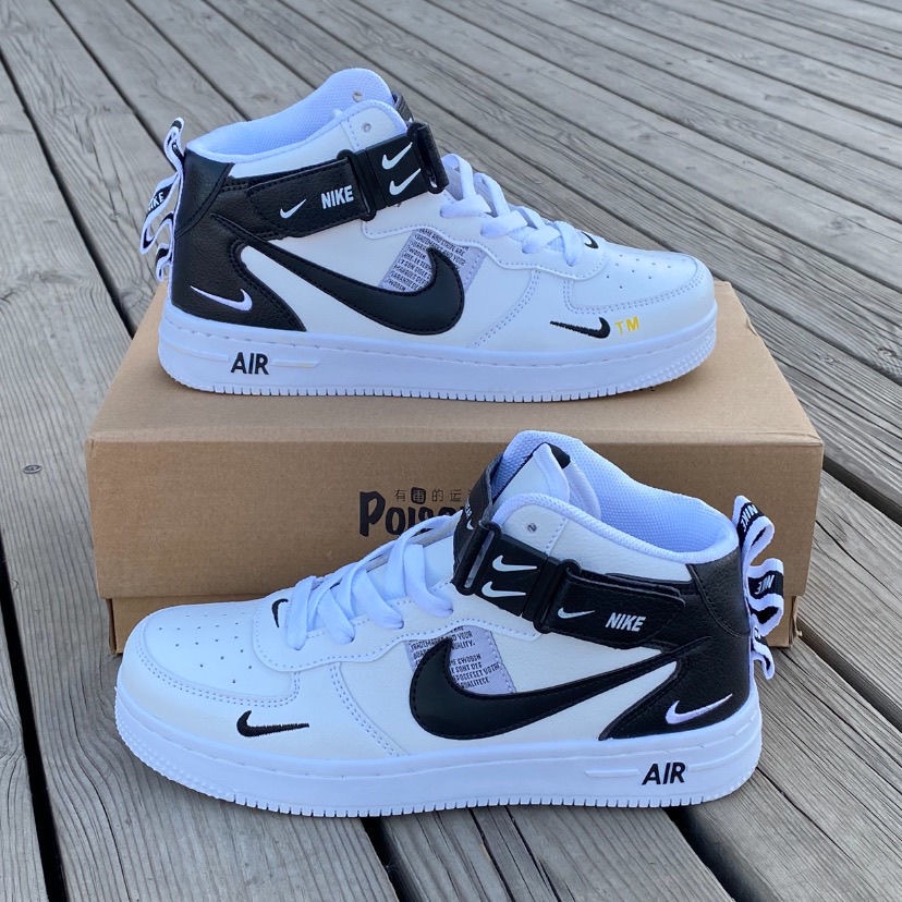 Nk Air Force One 1 Just Do It Af1 Zapatos De Punto Bajo Blanco Y Negro 6854s6 Shopee Mexico