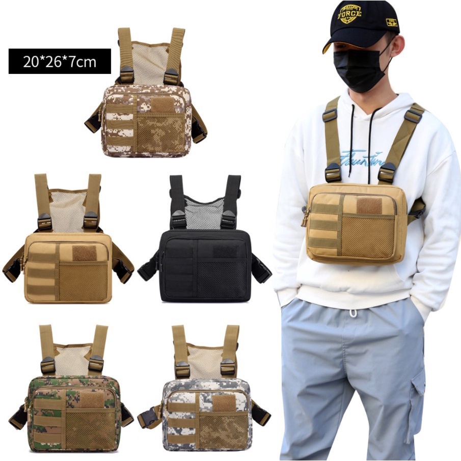 Cangurera Cintura Estilo Militar Con 3 Bolsillos Mochila De Lona Para Hombre