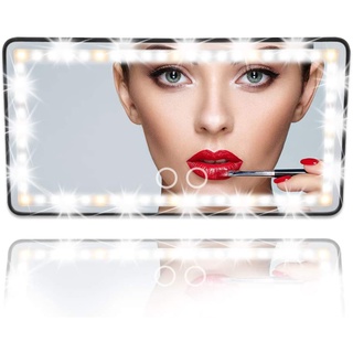 Espejo de maquillaje iluminado con 16 luces LED, rotación de 180 grados,  espejo iluminado con pantalla táctil, brillo ajustable, espejo de  escritorio