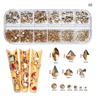 12 Fajas Caja De Múltiples Tamaños Uñas Arte Cristal AB Rhinestones  Decoraciones Artesanías/De 3D Decorativo Para Puntas