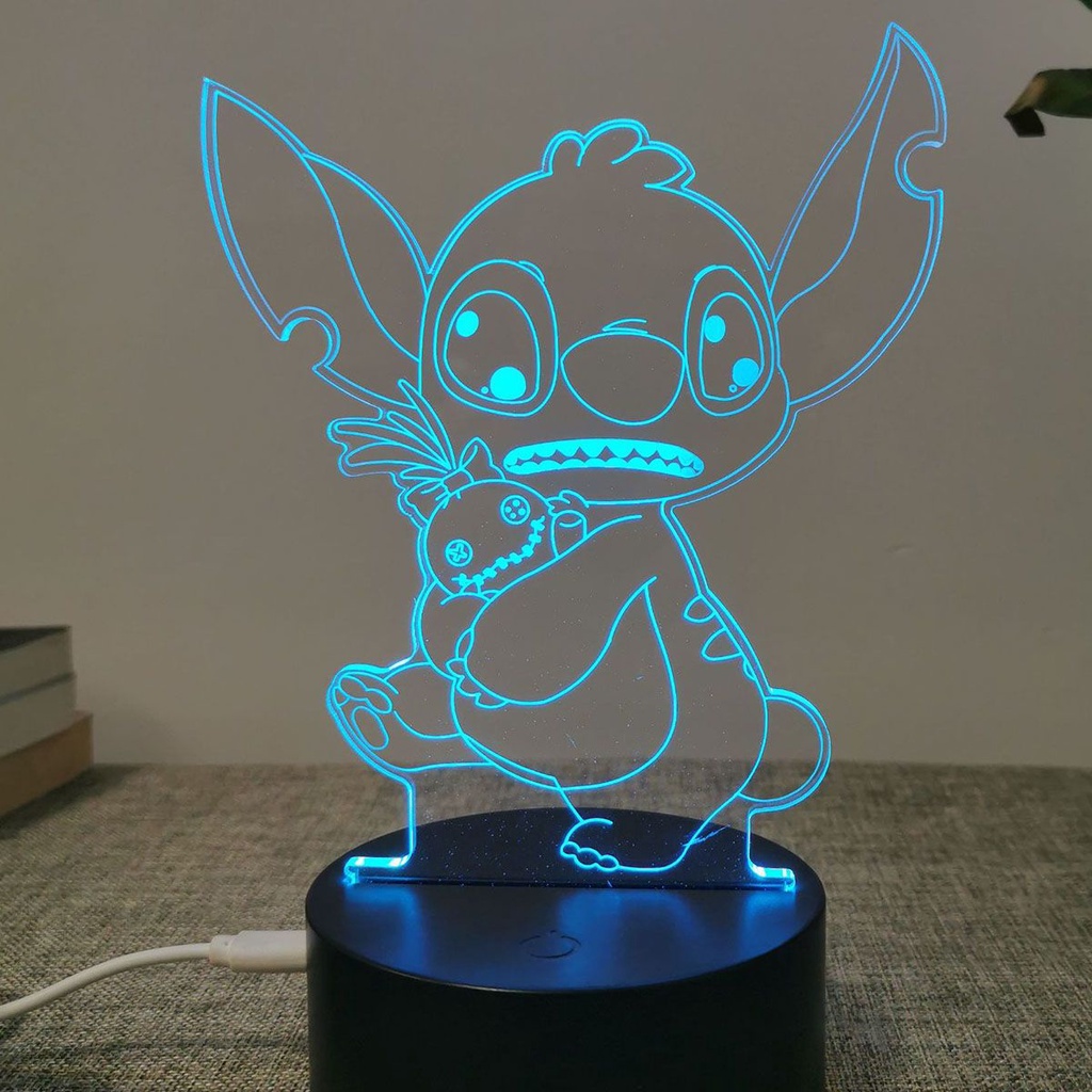 Lilo & Stitch : La Serie Figura LED Luz Nocturna Remota Mesita De Noche  Escritorio Lámpara USB Regalo Decorativo Para Los Fans De