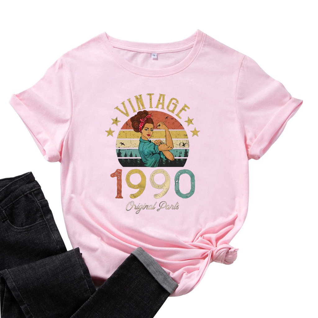 Vintage 1990 T Shirt Mujeres Hecho En 31 Cumpleanos Regalo Clasico Camiseta Divertida Grafica Manga Corta Algodon Top
