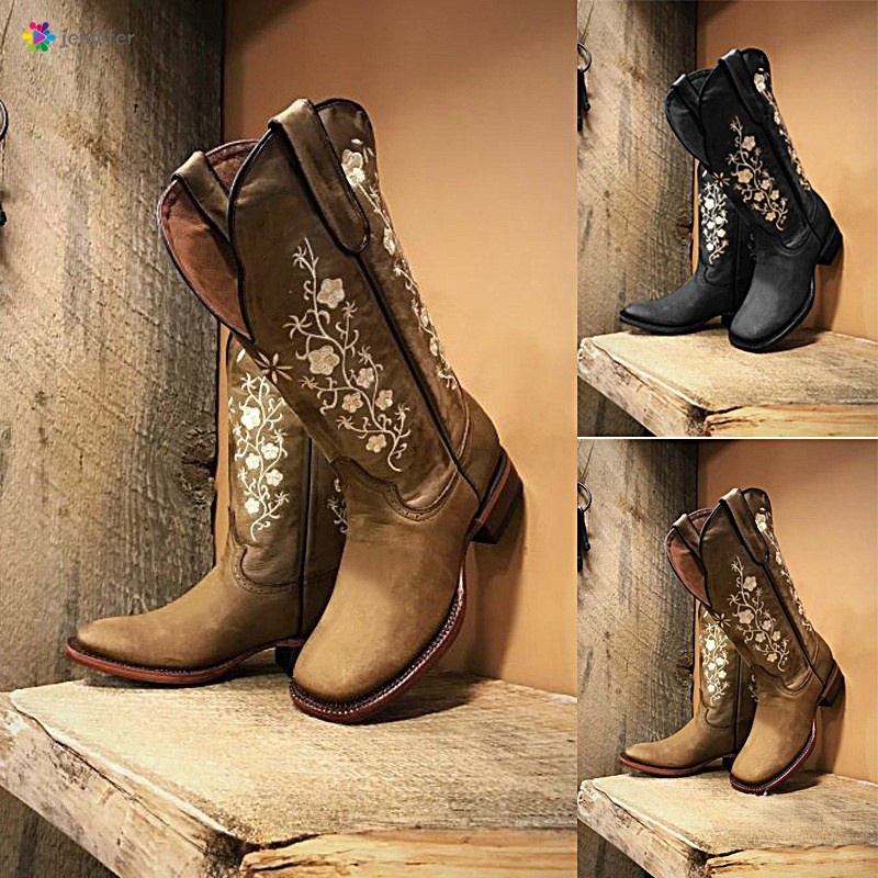 Botas vaqueras cuadradas para mujer hot sale