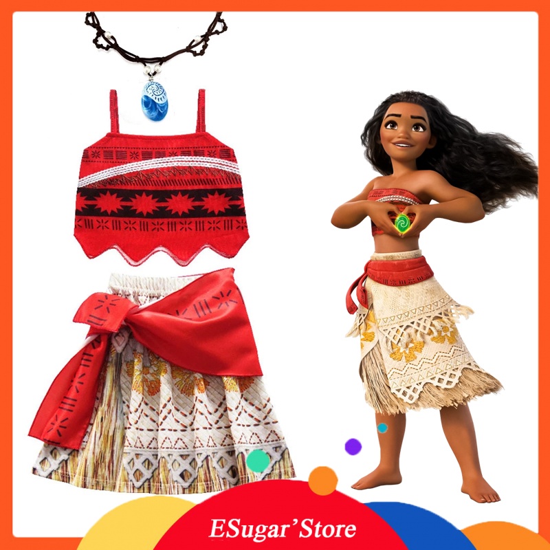 Disfraz De Moana Para Ni as Correas Sin Espalda Vestido De Verano